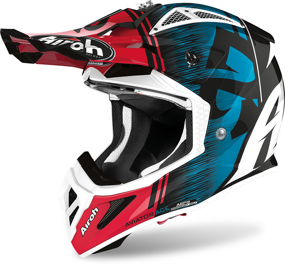 Image of Airoh Aviator ACE Kybon Casque Motocross Rouge Bleu L