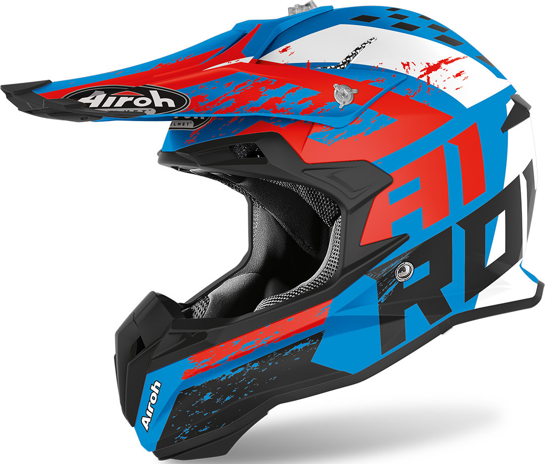 Airoh Terminator Open Vision Hanger Casque Motocross Rouge Bleu S