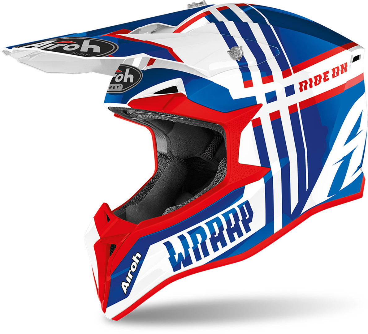Airoh Wraap Broken Casque Motocross Rouge Bleu XS