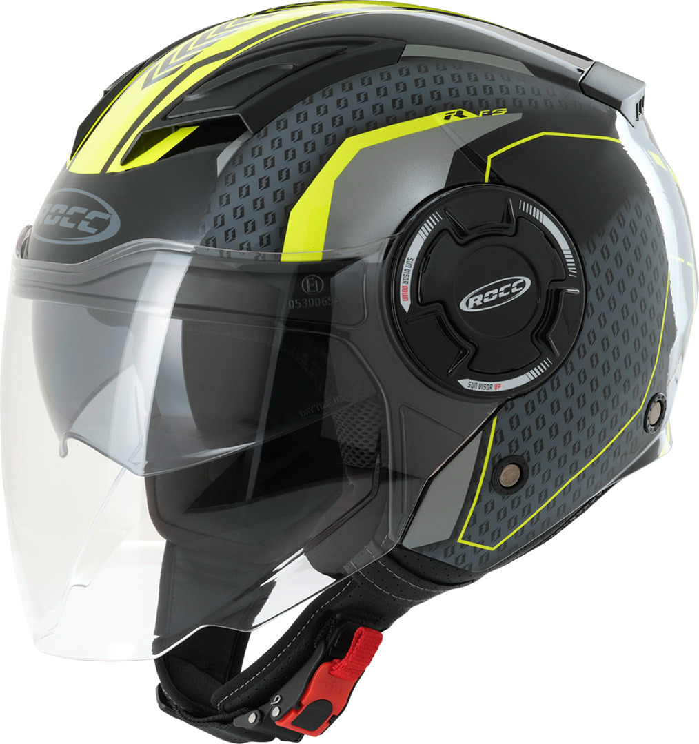 Image of Rocc 284 Casque Jet Noir Jaune L