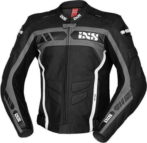 IXS Sport RS-600 1.0 Chaqueta de cuero de motocicleta Negro Gris Blanco XL