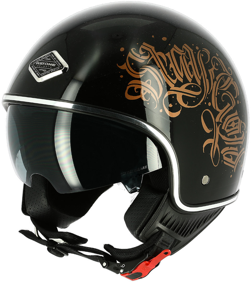 Image of Astone Black Letters Casque Jet Noir L