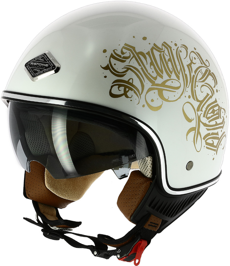 Image of Astone Black Letters Casque Jet Blanc L