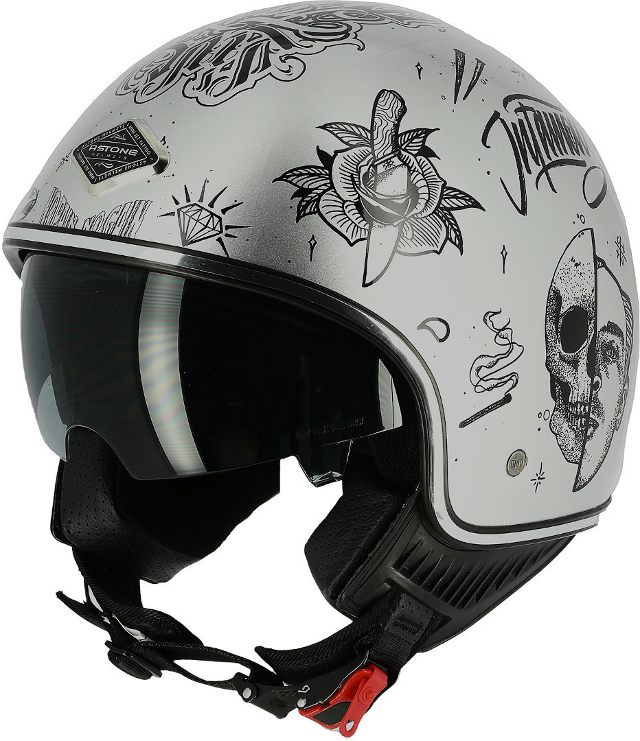 Astone Flash Tattoo Casque Jet Argent M