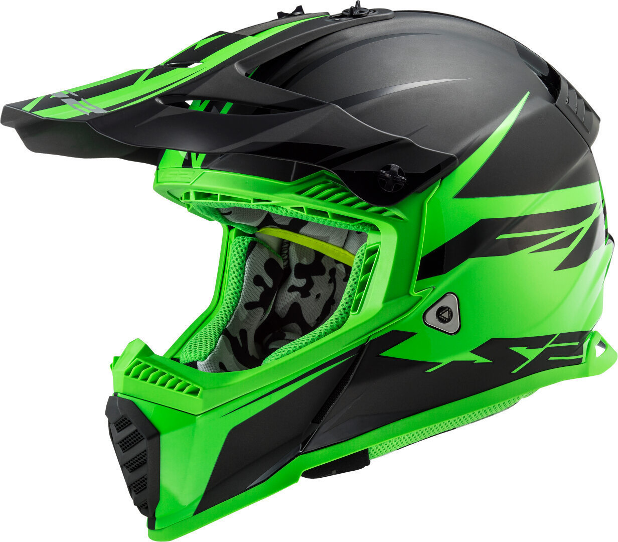 LS2 MX437 Fast Evo Roar Casque Motocross Noir Vert S