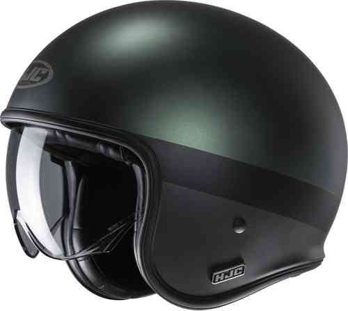 HJC V30 Perot Casco Jet Negro Verde XL