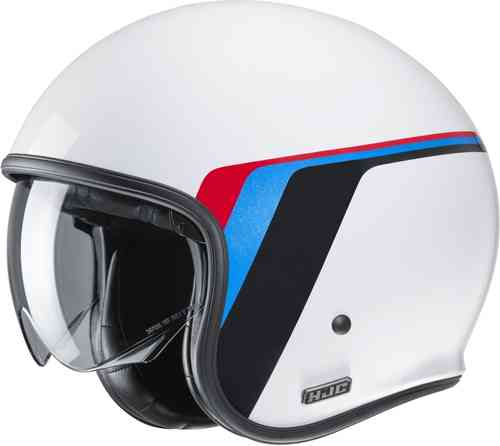 HJC V30 Osor Casco Jet Blanco Rojo Azul M