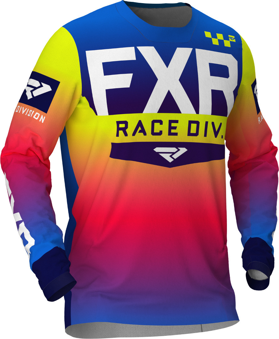 FXR Pro-Stretch Maillot Motocross Jeunesse Rouge Bleu Jaune M