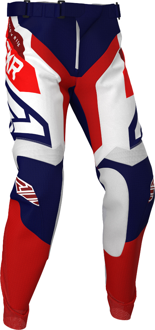 FXR Podium Pantalon Motocross Blanc Rouge Bleu 28
