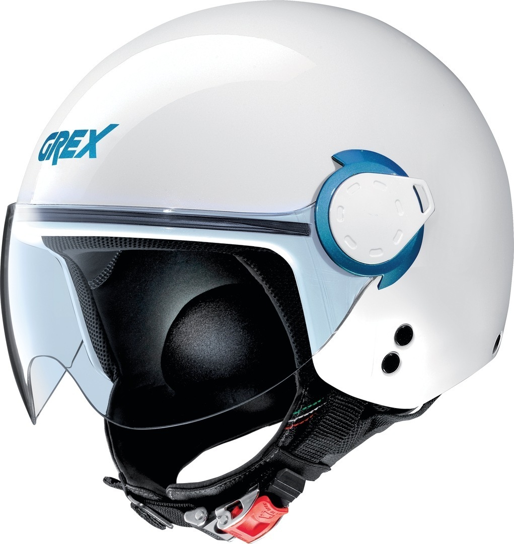 Image of Grex G3.1E Couplé Casque Jet Blanc Bleu 2XS