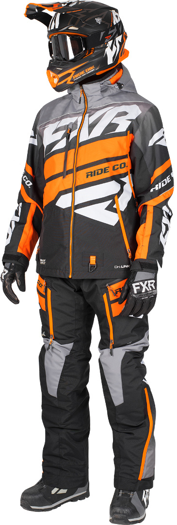 FXR Boost Dri-Link 2pc Lite Costume de neige de deux pièces Noir Orange XS