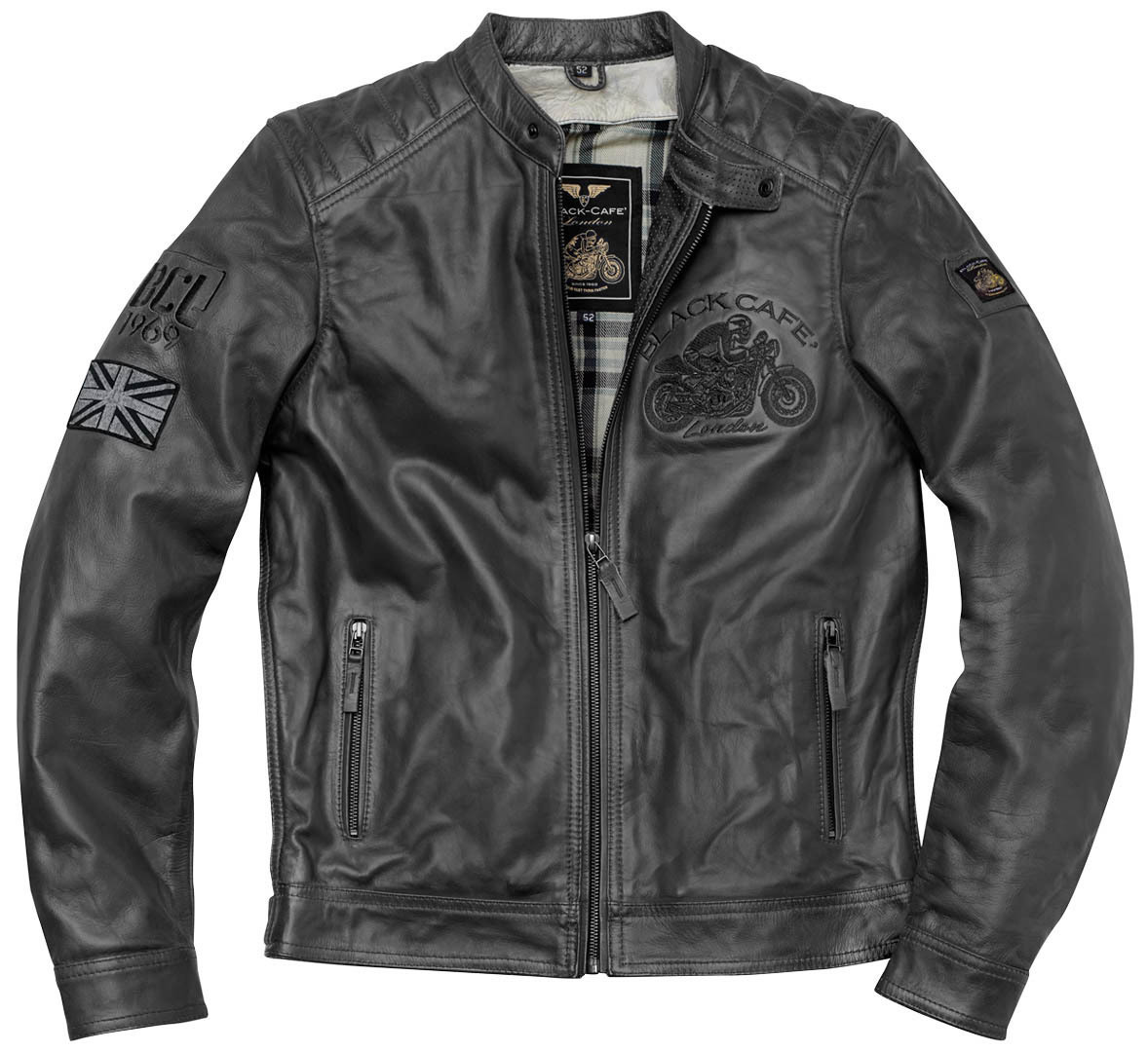 Black-Cafe London Bangkok Veste en cuir de moto Noir 48