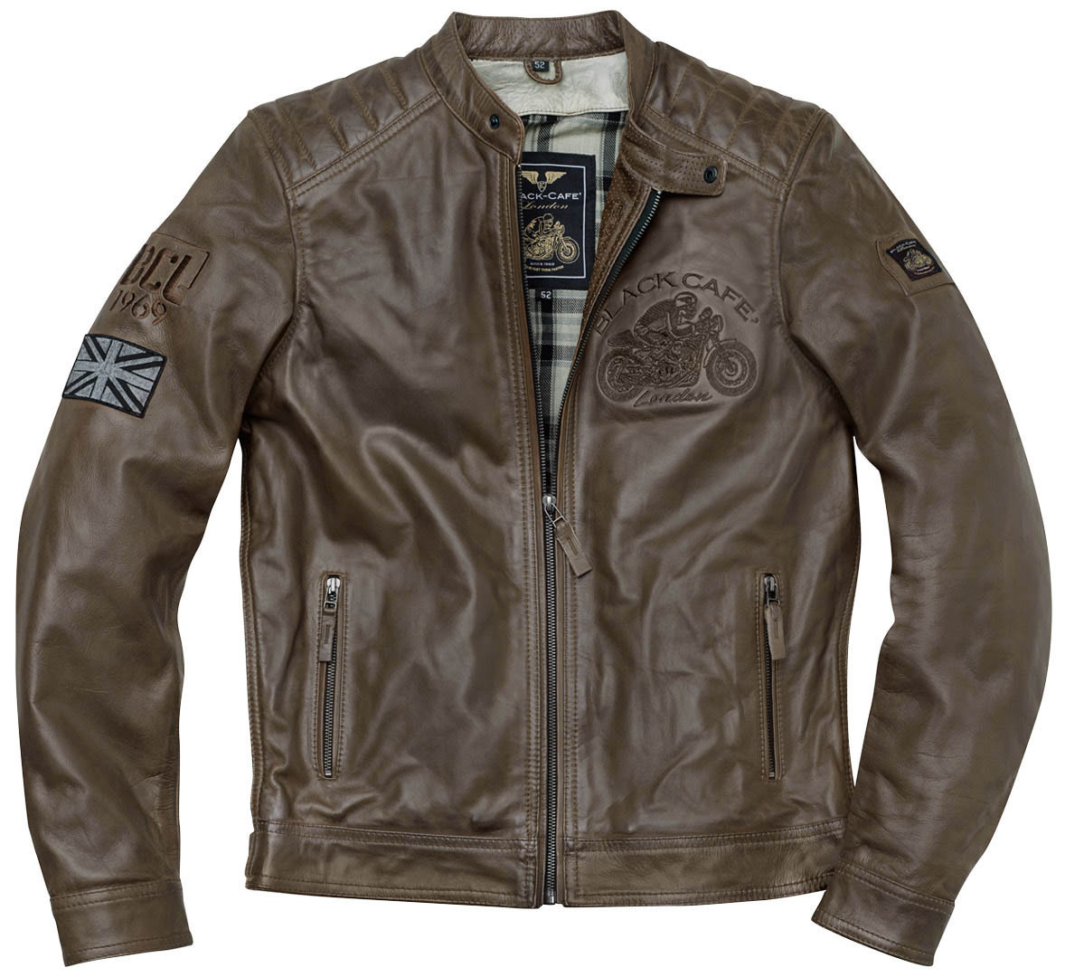 Image of Black-Cafe London Bangkok Veste en cuir de moto Brun 48