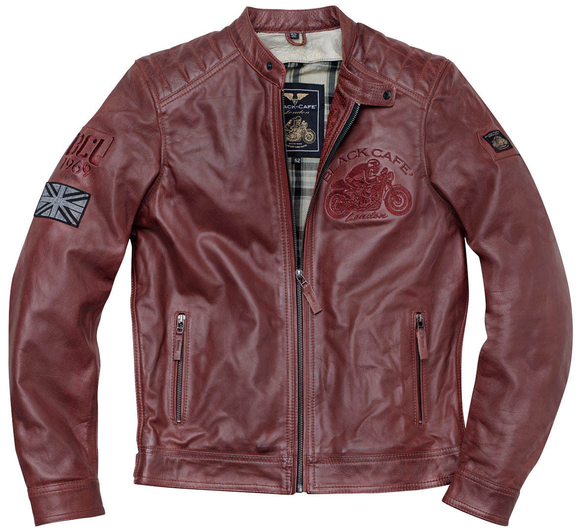 Black-Cafe London Bangkok Veste en cuir de moto Rouge 48