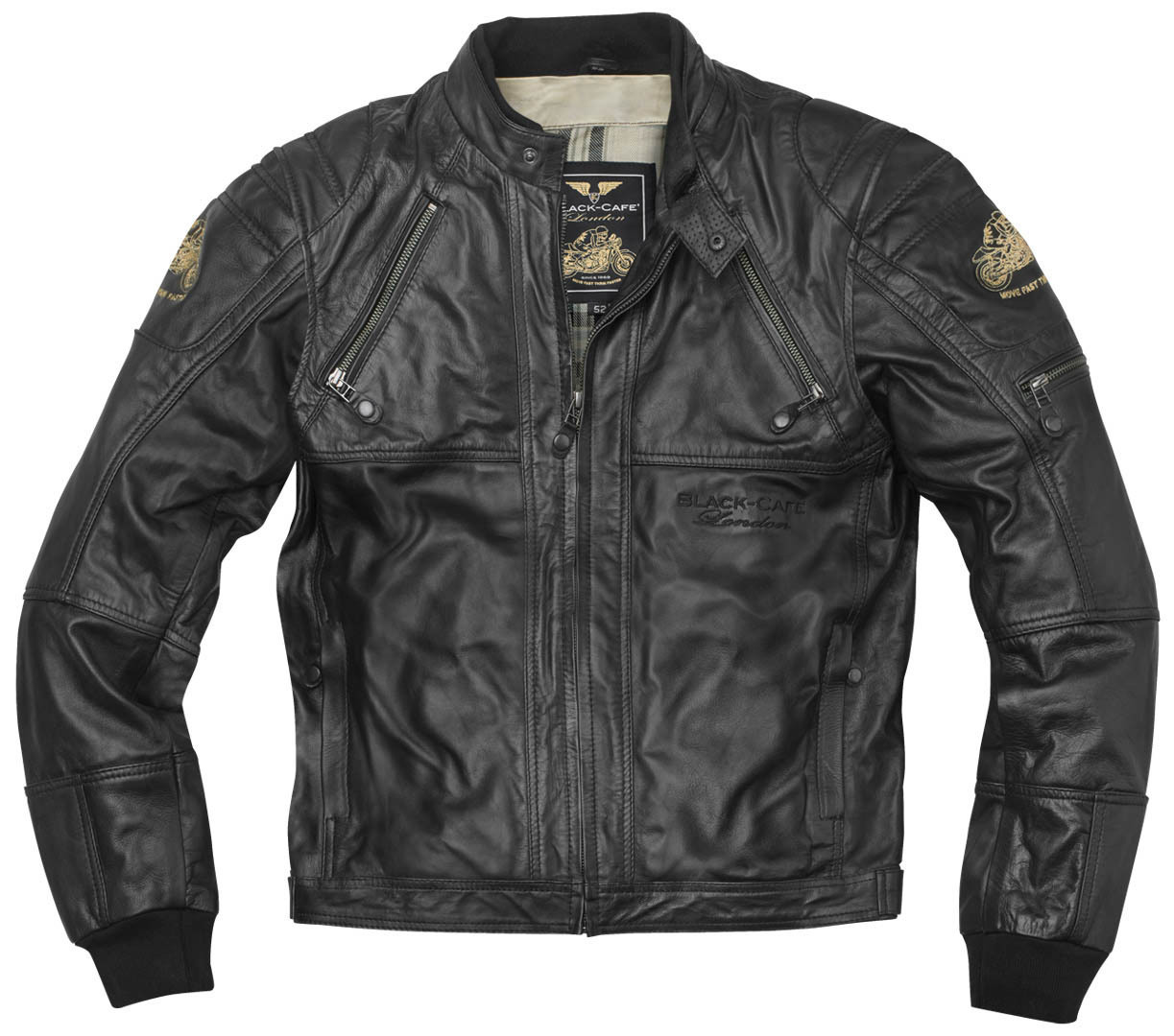 Black-Cafe London Dallas Veste en cuir de moto Noir 48