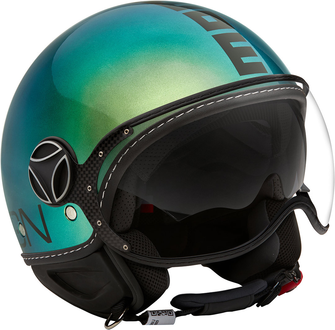MOMO FGTR Classic Pop Casque Jet Vert Bleu M