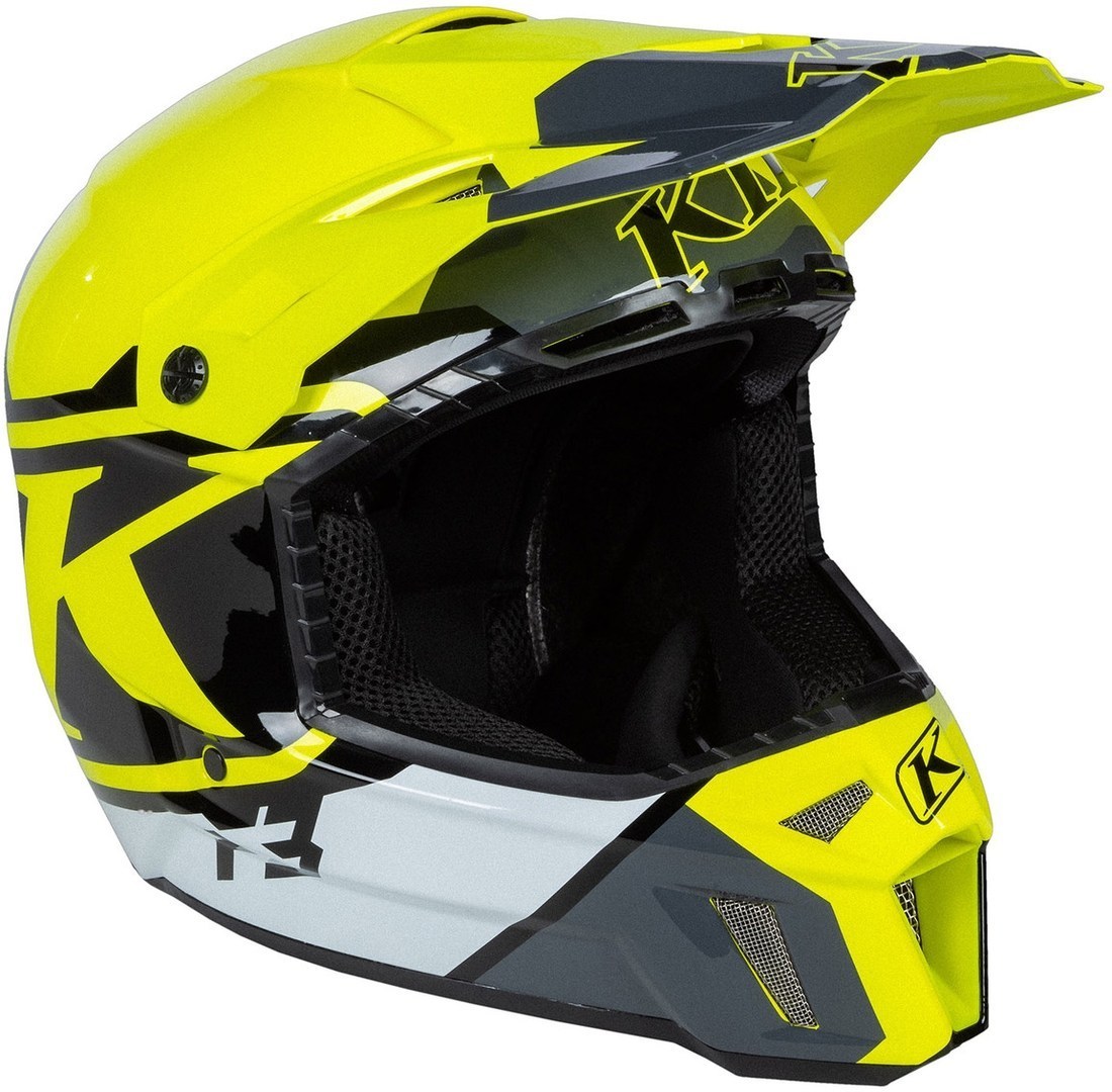 Klim F3 Disarray Casque Motocross Noir Blanc Jaune S
