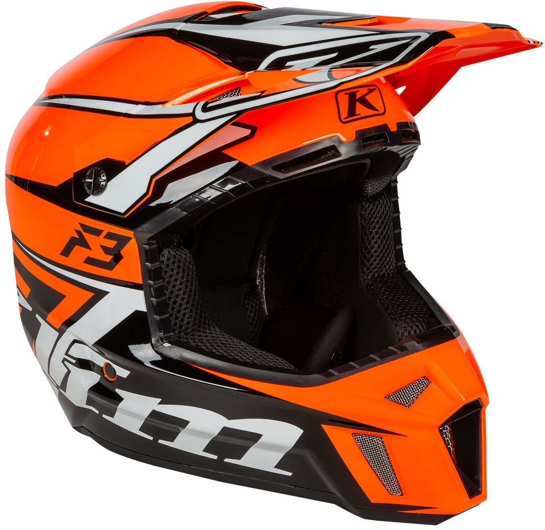 Klim F3 Stark Casque Motocross Noir Blanc Orange M