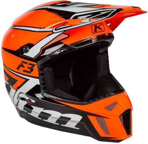 Klim F3 Stark Casco de Motocross Negro Blanco Naranja XL