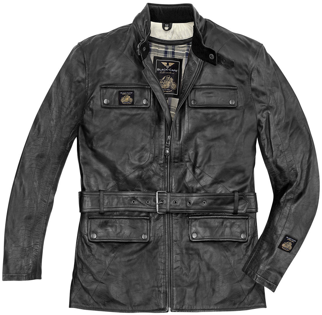 Black-Cafe London Kairo Veste en cuir de moto Noir 48