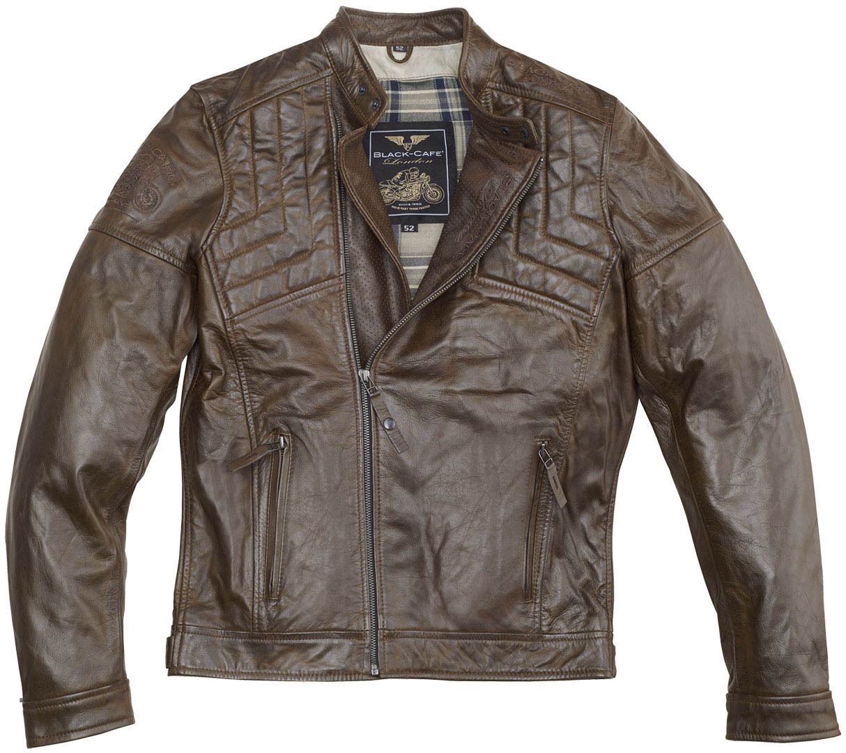 Black-Cafe London Philadelphia Veste en cuir de moto Brun 48