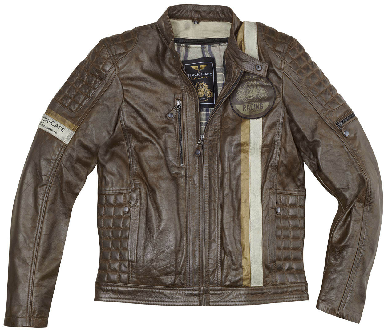 Image of Black-Cafe London Barcelona Veste en cuir de moto Brun 48