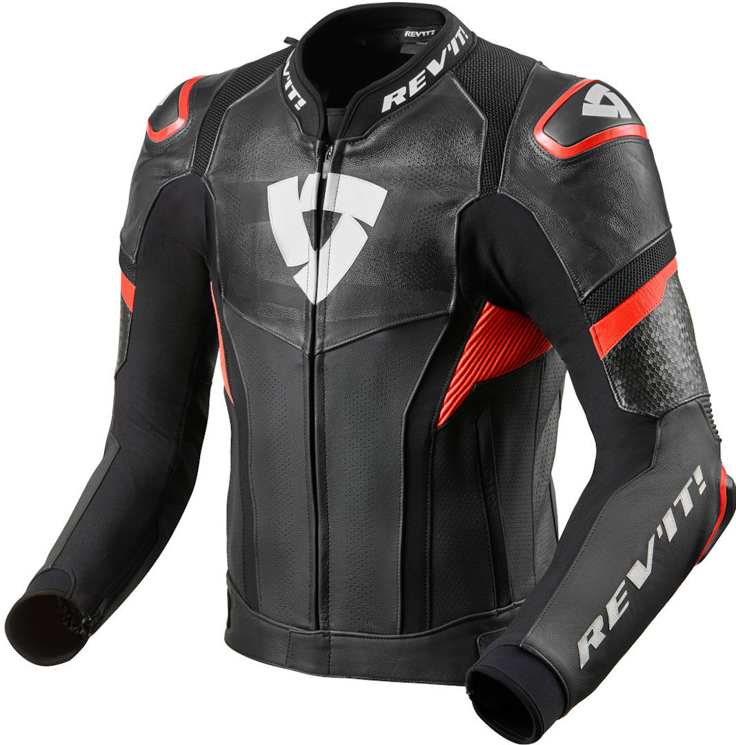 Revit Hyperspeed Pro Veste en cuir de moto Noir Rouge 48