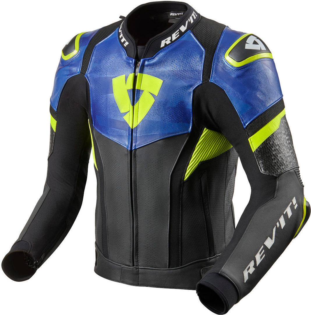 Revit Hyperspeed Pro Veste en cuir de moto Noir Bleu Jaune 46