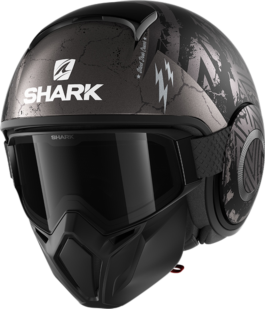 Shark Street-Drak Crower Casque Jet Noir Gris XS