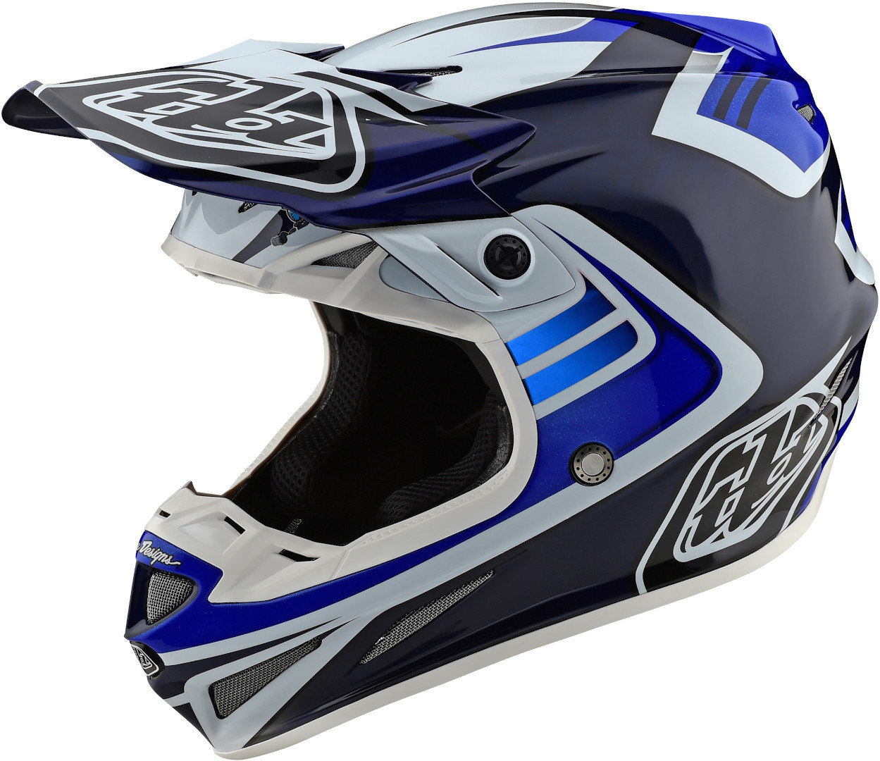 Troy Lee Designs SE4 Flash MIPS Carbon Casque de motocross Blanc Turquoise Bleu XS