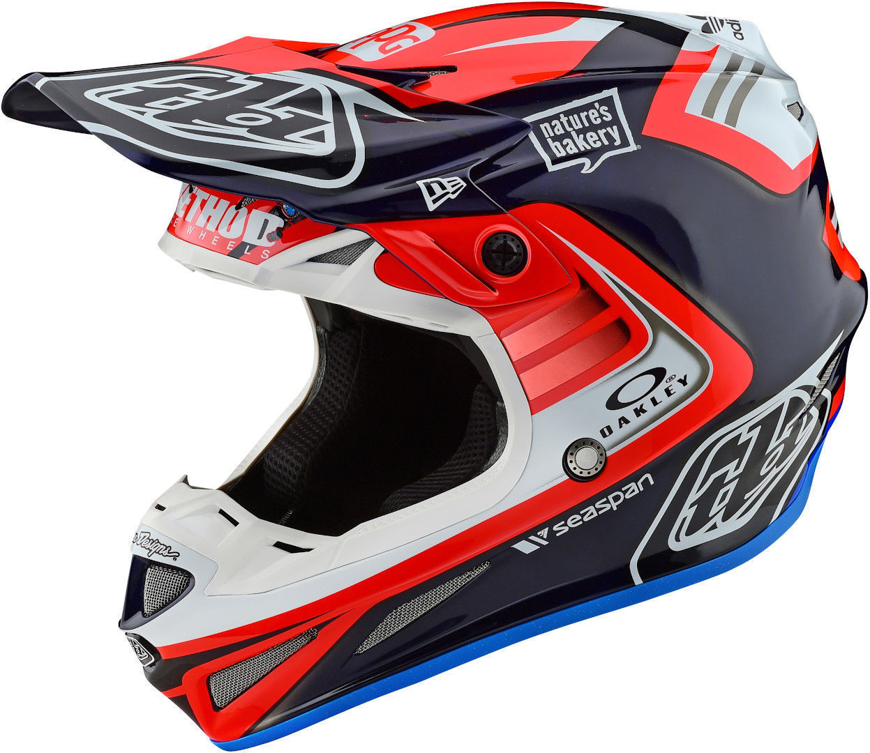 Troy Lee Designs SE4 Flash Team MIPS Carbon Casque de motocross Blanc Rouge Bleu XS