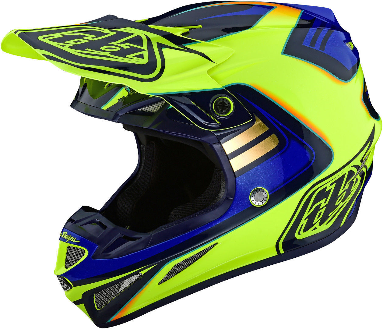 Troy Lee Designs SE4 Flash MIPS Casque de motocross Bleu Jaune XS