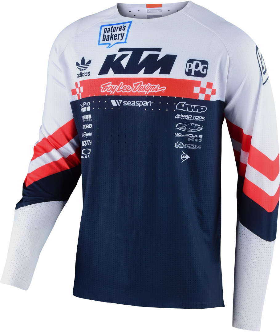 Troy Lee Designs SE Ultra Factory Team Maillot Motocross Blanc Bleu S