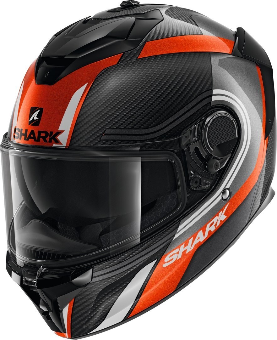 Shark Spartan GT Carbon Tracker Helmet Casque Noir Blanc Orange XS