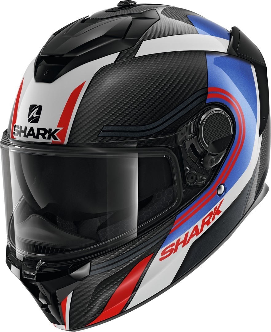 Shark Spartan GT Carbon Tracker Helmet Casque Noir Blanc Rouge XS