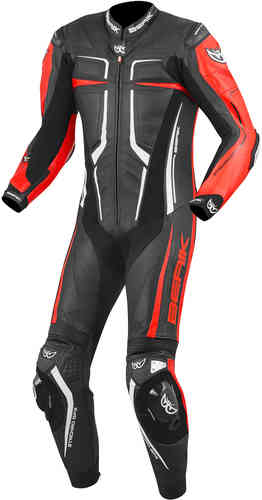 Berik Flumatic Race Traje de cuero de una pieza de la motocicleta Negro Blanco Rojo 50