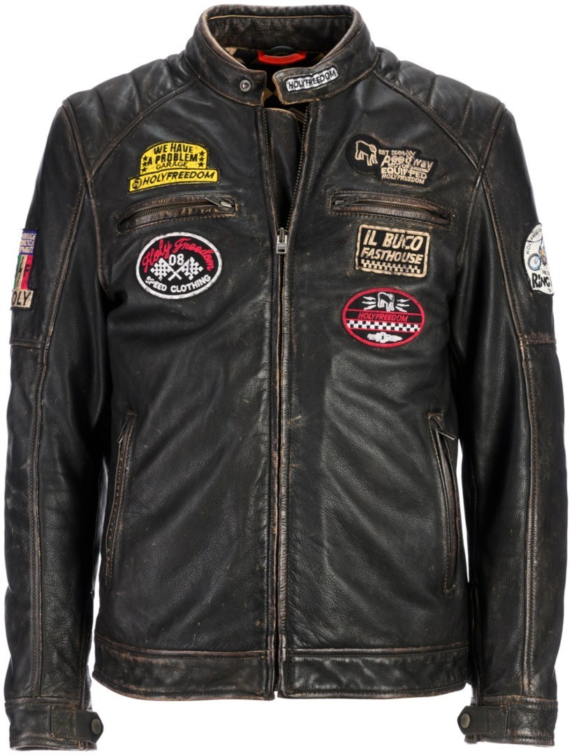 HolyFreedom Zero Veste en cuir de moto Noir S