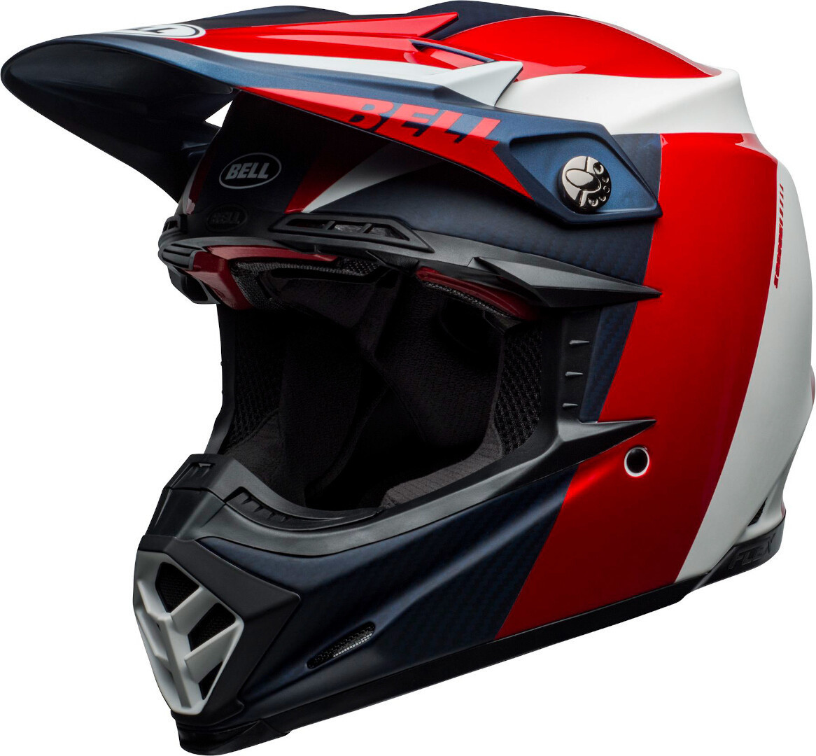 Bell Moto-9 Flex Division Casque Motocross Blanc Rouge Bleu XS 54 55