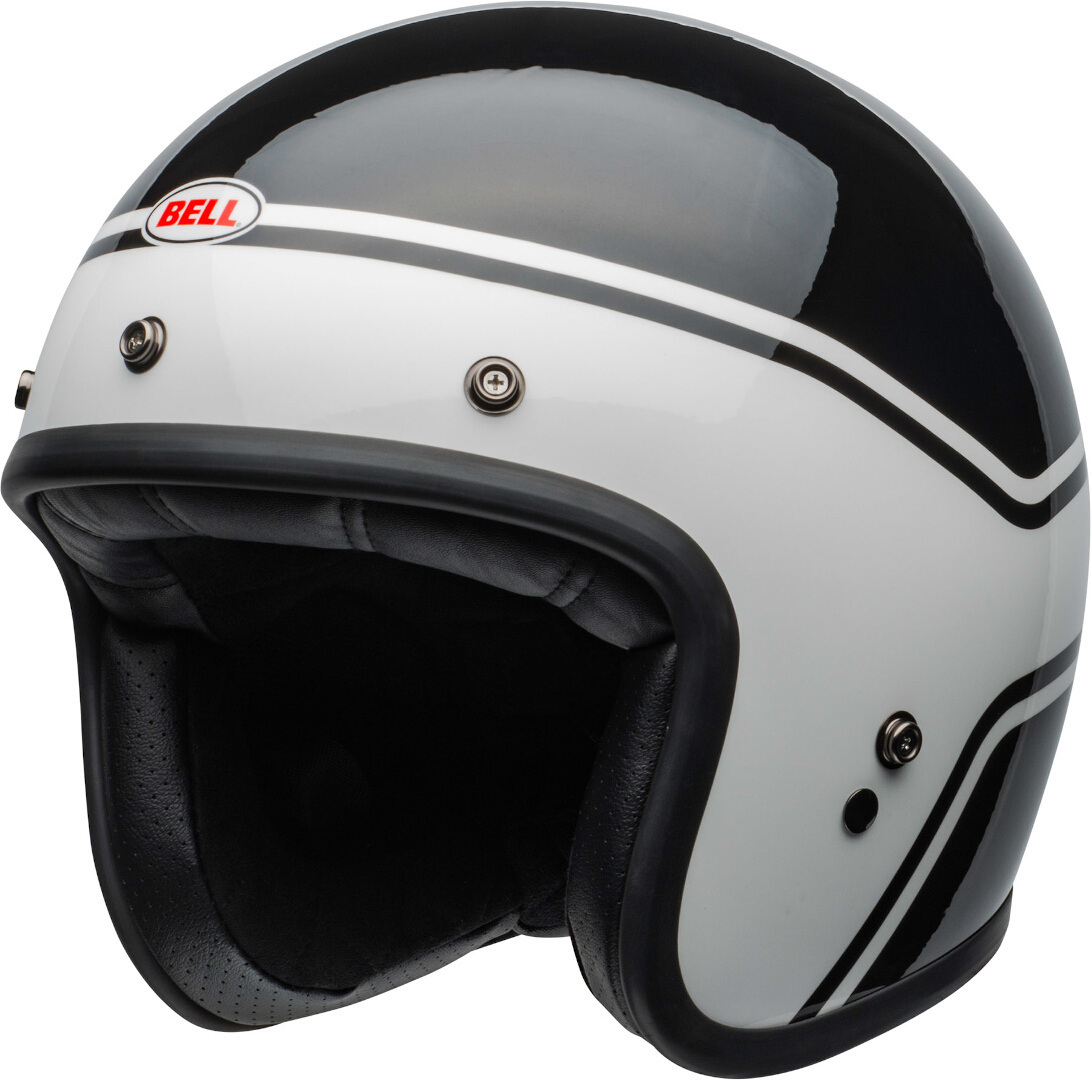 Image of Bell Custom 500 DLX Streak Casque Jet Noir Blanc 2XL