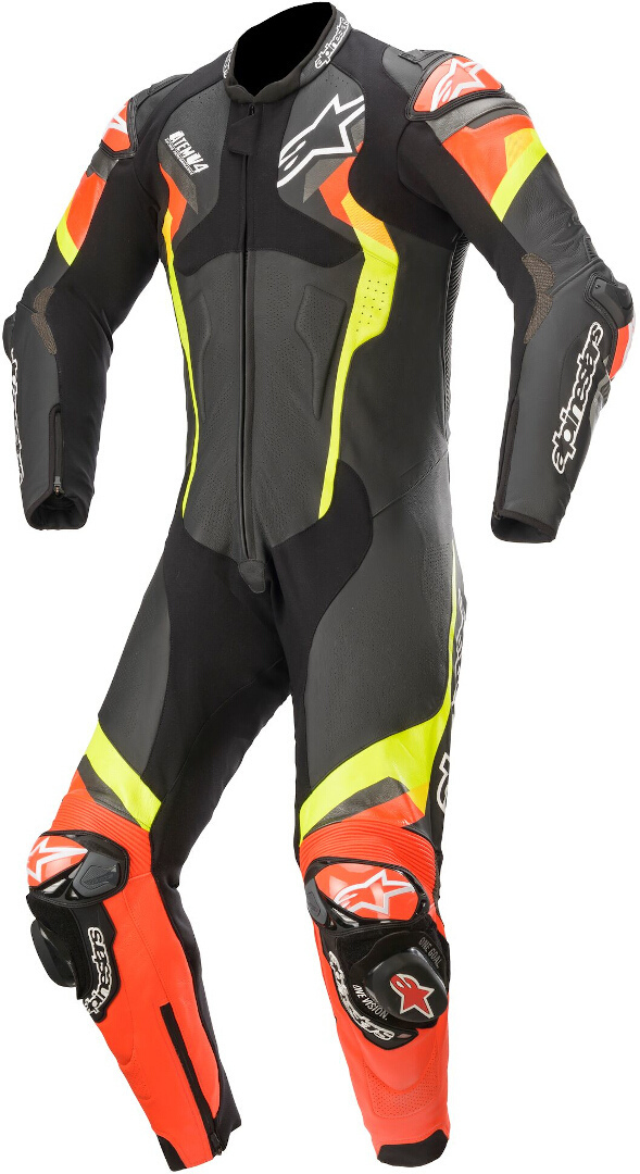 Alpinestars Atem V4 Costume en cuir de moto d’une pièce Noir Rouge Jaune 48