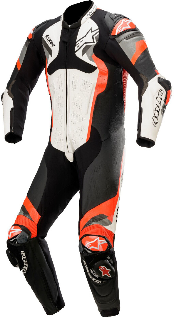 Alpinestars Atem V4 Costume en cuir de moto d’une pièce Noir Blanc Rouge 50