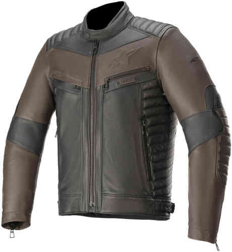 Alpinestars Burstun Chaqueta de cuero de motocicleta Negro Marrón 56