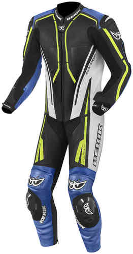 Berik Adria-X Traje de cuero de una pieza de la motocicleta Negro Blanco Azul Amarillo 54