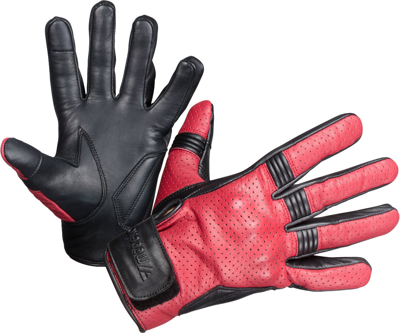 Modeka Hot Two Gants de moto dames Noir Rouge S