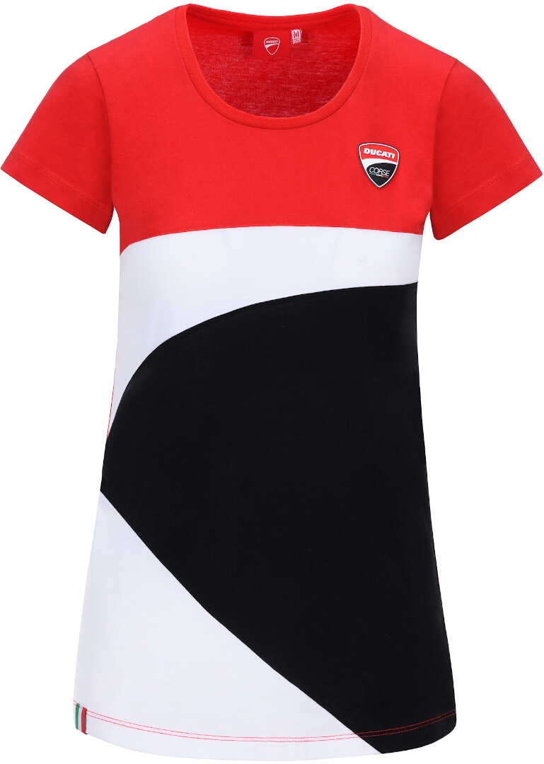 GP-Racing Ducati Corse Logo T-shirt Dames Noir Blanc Rouge XS