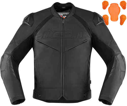 Icon Hypersport2 Prime Chaqueta de cuero de motocicleta Negro 56