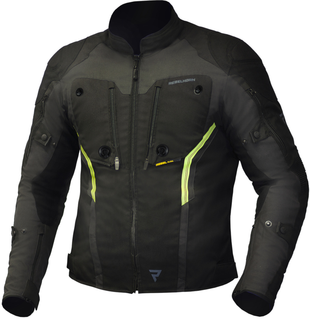 Image of Rebelhorn Borg Veste textile de moto Noir Gris Jaune XS