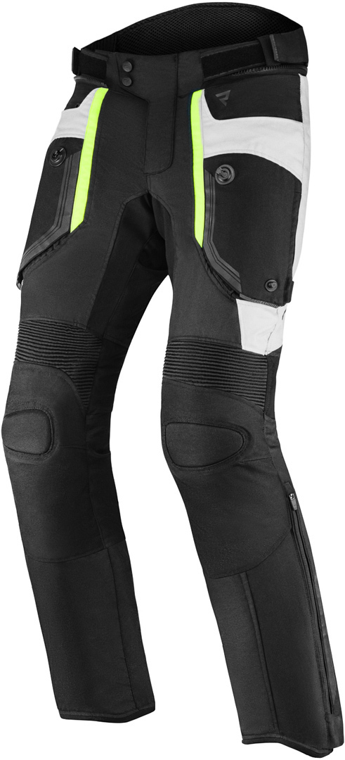 Image of Rebelhorn Borg Pantalon textile de moto Noir Blanc Jaune 4XL