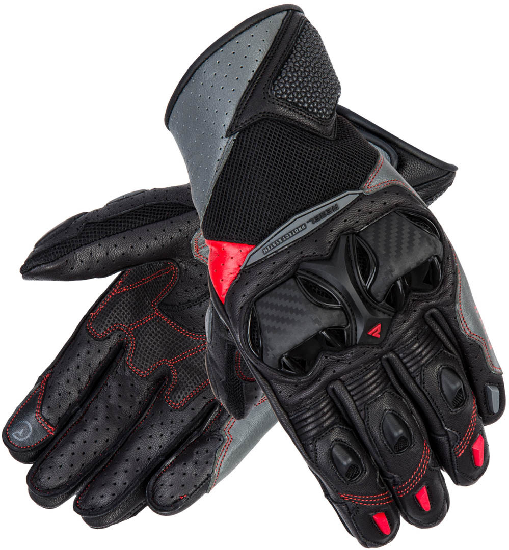 Image of Rebelhorn Flux II Gants de moto Noir Gris Rouge 2XL