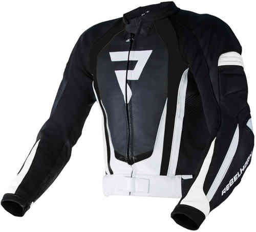 Rebelhorn Piston II Pro Chaqueta de cuero de motocicleta Negro Blanco 56